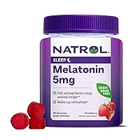 Natrol 5mg Melatonin Gummies, Sleep Support for Adults, Melatonin Supplements for Sleeping, 90 Strawberry-Flavored Gummies, 45 Day Supply
