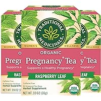 Traditional Medicinals Tea, Organic Pregnancy Tea, Supports a Healthy Pregnancy, Raspberry Leaf 16 Count (Pack of 3)