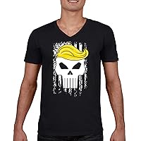 Trump Flag 2024 V-Neck T-Shirt Make America First Great Again Deplorable Skull My President MAGA Republican FJB Tee
