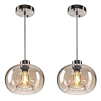 Pendant Lights for Kitchen Island Hand Blown Glass Lighting Fixtures Modern Farmhouse Foyer Hanging Light Ceiling Pendant Fixtures Over Table Sink Brushed Nickel 9.2