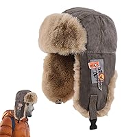 Men's Bomber Hat | Bomber Hat Hunting Hat with Ear Flaps - Pilot Style Winter Russian Trooper Hat Soft Warm New Year and Christmas Avfora