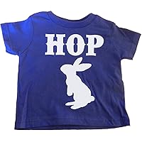 Little Boys Hop Easter Egg and Bunny T-Shirt Blue