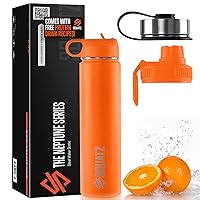 SQUATZ 24 Oz Neptune Series Steel Water Bottle, Stainless Double Wall Vacuum Insulated Flask with Handle Strap, Durable and Elegant Leak Proof Wide Mouth Thermos for Gym, Travel, Hiking, and Camping