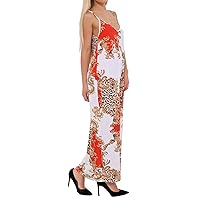 Ladies Printed Sleeveless Strappy Camisole Maxi Womens Party Wear Long Dress Small/XXX-Large