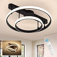 CHYING Modern Ceiling Light 20” Remote Control Black Flush Mount Ceiling Lights Contemporary Ceiling Light for Hallway Bedroom Foyer Kitchen 38W 3000K-6000K Dimmable