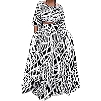 XJYIOEWT Summer Dresses for Women 2024 Midi, Women's Spring and Summer Fashion Temperament Elegant Print Skirt Suit Mot