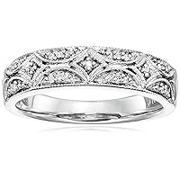 Amazon Essentials Sterling Silver Diamond Accent Band Ring (previously Amazon Collection)