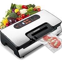Vacuum Sealer Machine, Food Sealer Machine，Dry and Moist Food Storage, Automatic and Manual Air Sealing System with Built-in Cutter, with Seal Bag， External Hose 90Kpa 130W Powerful Dual Pump