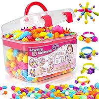 FUNZBO 520+ Snap Pop Beads - Beads for Jewelry Making Kit, Arts and Crafts Supplies, Toys for Girls, Kids Crafts, 4 Year Old Girl Birthday Gifts, Crafts for Kids Ages 4-8, Crafts for Girls Ages 6-8