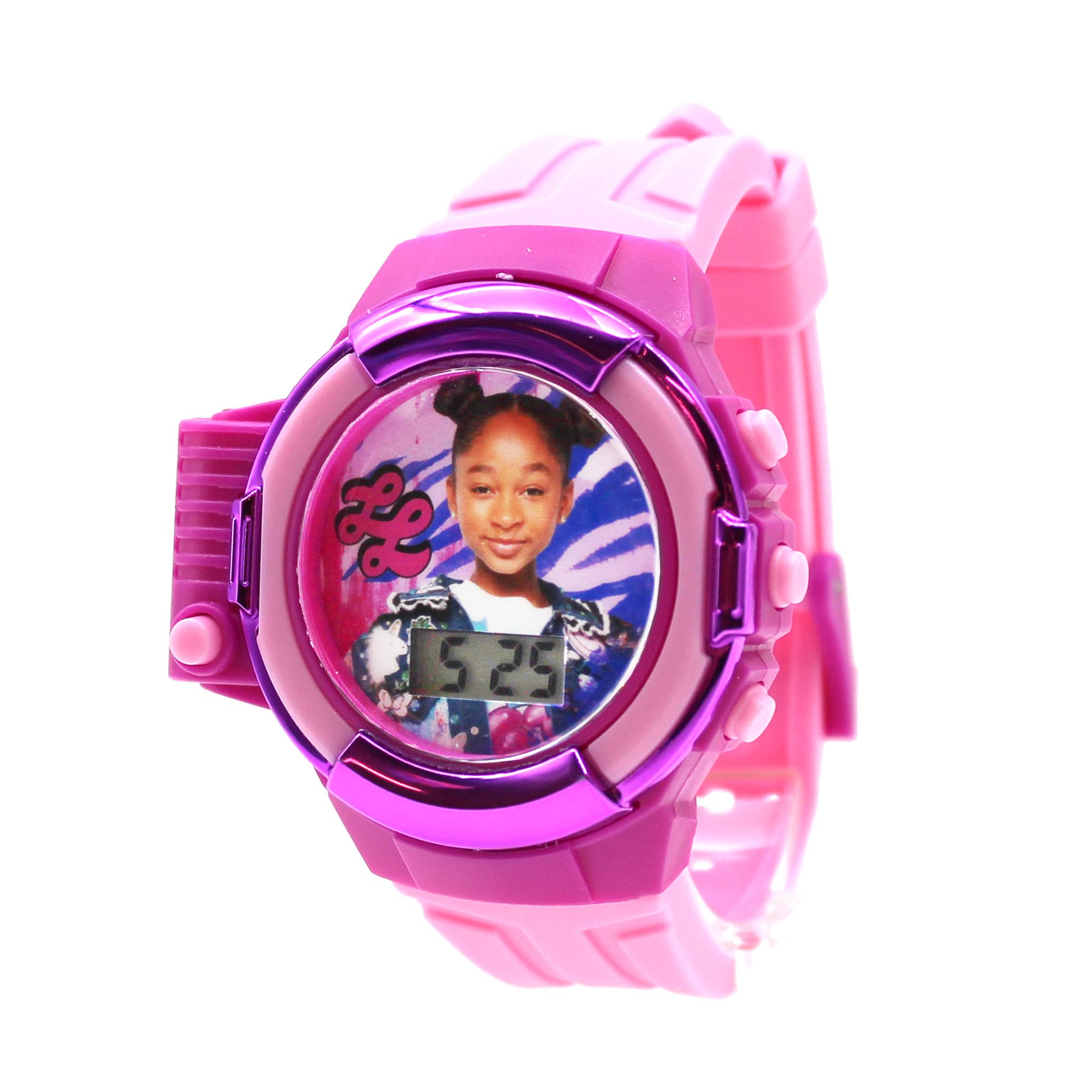 Accutime Kids Nickelodeon That Girl Lay Lay Purple & Pink Digital LCD Quartz Wrist Watch with Flashlight, Pink Strap for Girls, Boys, Kids (Model: LAY4029AZ)