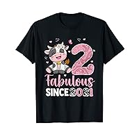 Awesome Since 2021 Cow Print 2nd Birthday Outfit For Girl T-Shirt