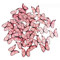 Edible Wafer Paper Butterflies Set of 48 Colorful Cake Decorations, Cupcake Topper Color for Girls Women's Birthday Cake Party Decorations … (Cute pink)