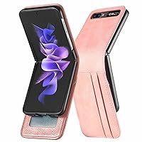 Wallet Case for Samsung Galaxy Z Flip 3, PU Leather Case with Card Holder Shockproof Protective Cover,Supports Wireless Charging,Pink