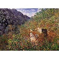 Oil Painting on Canvas - 12 Famous Wall Art - The Valley of Sasso Blue Effect Claude Monet garden -05, 50-$2000 Hand Painted by Art Academies' Teachers