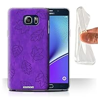 STUFF4 Gel TPU Phone Case / Cover for Samsung Galaxy Note 5/N920 / Purple Design / Textile Effect Leaf Pattern Collection