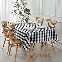 maxmill Checkered Rectangle Tablecloth Water Resistance Wrinkle Free Spillproof Heavy Weight Gingham Plaid Table Cloth for Buffet Banquet Parties Event Holiday Dinner, 60 x 84 Inch Black and White