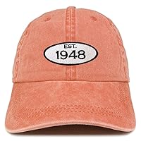 Trendy Apparel Shop Established 1949 Embroidered 75th Birthday Gift Pigment Dyed Washed Cotton Cap