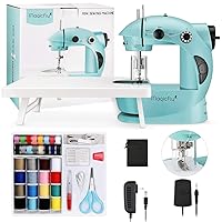 Magicfly Mini Sewing Machine with Extension Table, Dual Speed Portable Sewing Machine for Beginners with Light, Sewing Kit for Household Use, Blue