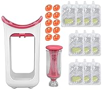 Baby Food Maker with 10Pcs Pouch, Fresh Fruit Juice Puree Squeezer Reusable Storage Bags Squeeze Station for Snacks Storage[Red]
