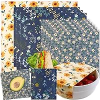 Reusable Beeswax Wrap - 9 Pack Beeswax Wraps for Food, Eco-Friendly Beeswax Food Wraps, Bread Sandwich Wrapper - Organic, Sustainable, Zero Waste, Reusable Plastic-Free Food Wrap, 1XL, 3M, 5S