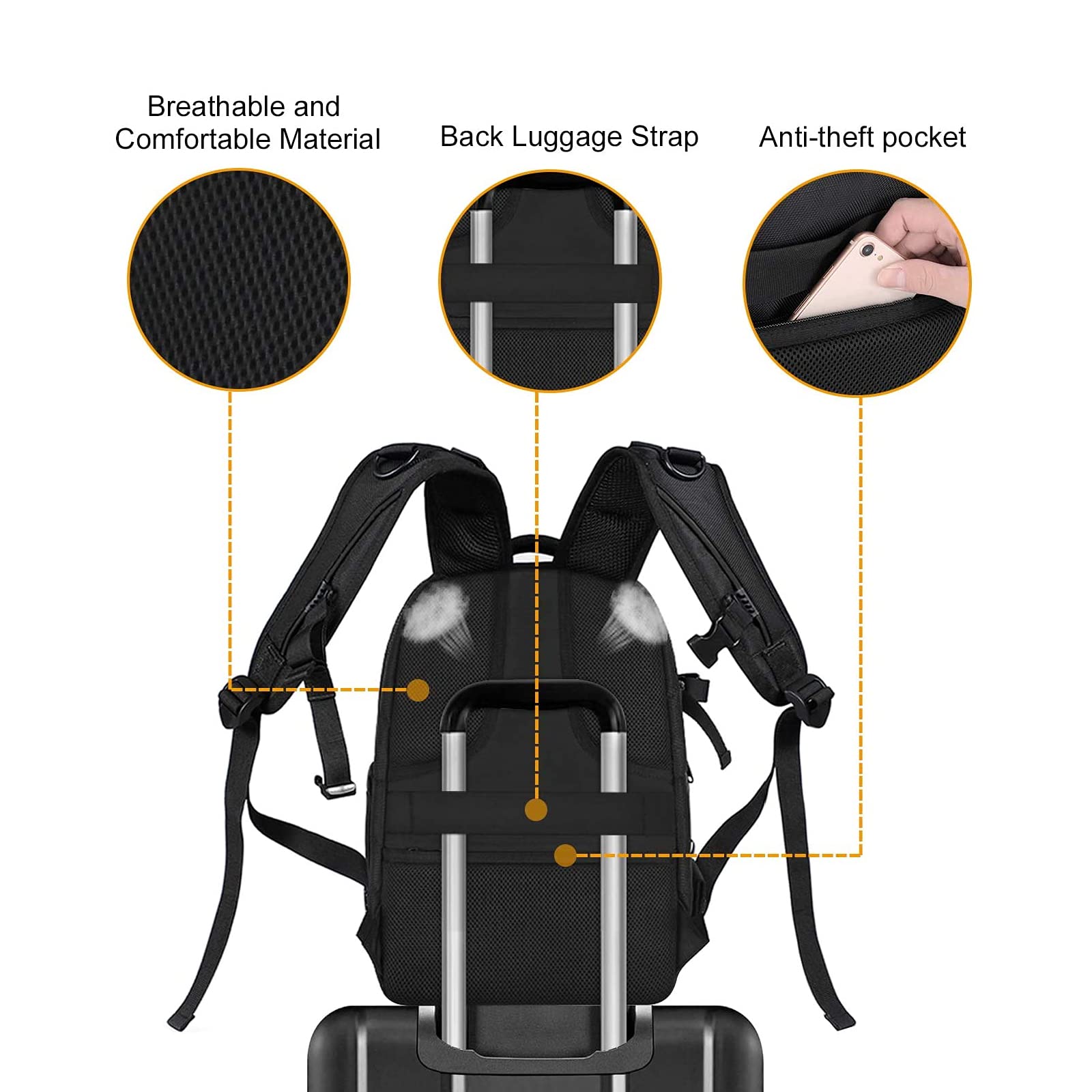 MOSISO Camera Backpack, DSLR/SLR/Mirrorless Photography Camera Bag 15-16 inch Waterproof Hardshell Case with Tripod Holder&Laptop Compartment Compatible with Canon/Nikon/Sony, Black