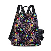 ALAZA Rainbow Octopus Jellyfish Shell Backpack Purse for Women Anti Theft Fashion Back Pack Shoulder Bag