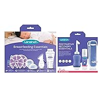 Lansinoh Breastfeeding Essentials and Postpartum Recovery Bundle, Includes Nipple Cream, Nursing Pads, Silicone Breast Pump, Breastmilk Storage Bags, Peri Bottle, Hot & Cold Postpartum Packs, and More