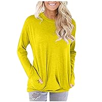 Womens Casual Tops,Long Sleeve Plus Size Sweatshirt Tee Solid Baggy Soft Pullover Fashion Outdoor Blouse T-shirt