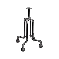 PIPE DECOR End Table Leg Set, Rustic Industrial Side Table Base Kit, Dark Grey Black Rough Pipes and Fittings Heavy Weight Construction, Roots Design