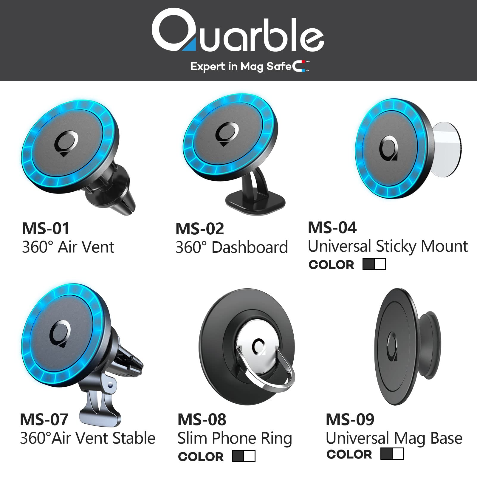 Quarble Magnetic Dashboard Car Mount Compatible with MagSafe Case iPhone 14 13 12 Pro Max Plus Mini, 360° Adjustable Phone Holder No Metal Plate Needed 2021 All New