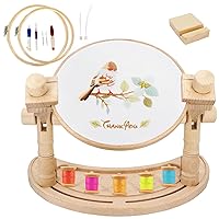 SolidGnik Moon Style Embroidery Stand,Adjustable Embroidery Hoop Holder with Embroidery Kit and 3PCS Embroidery Hoops