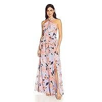 Adrianna Papell Women's Printed Chiffon Halter Gown
