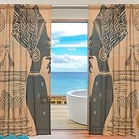 Voile Sheer Window Curtain Silhouette African Girl with Earrings Door Way Tulle Curtain Drapes Panels for Living Room Bedroom Kitchen 55x78 inch, Set of 2 (Multi1)