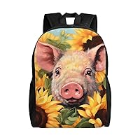 Laptop Backpack for Women Men Lightweight Daypack With Side Mesh Pockets animal with Sunflowers Backpacks
