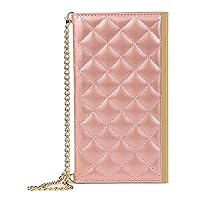 Leather Case for iPhone 13/13 Pro/13 Pro Max,Fashionable Diamond Wallet with Metal Chain Magnetic Flip Folio Cover Anti-Fingerprint Case Shockproof TPU Interior Shell,Pink,13 pro 6.1''