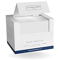 Clean Skin Club Clean Towels XL, 100‪%‬ Biobased Dermatologist Face Towel, Disposable Face Towelette, Facial Washcloth, Makeup Remover Dry Wipes, Ultra Soft, 50 count, 1 pack