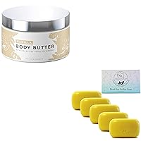 Natural Elephant Dead Sea Skin Renewal Duo: Sulfur Soap 5 Pack & Body Butter Bundle