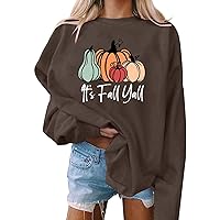 2024 It's Fall Y'All Pumpkin Sweatshirts Women Lightweight Fall Pullover Tops Loose Fit Casual Halloween Sweatshirt