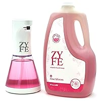 Hygienic and Eco-Friendly Bundle - Automatic Hand Soap Dispenser with 64oz Rose Fragrance Refill - Red, Touch-Free, Luxury Hand Care Set for Home and Office