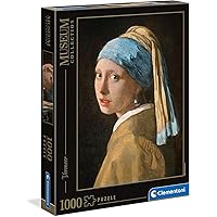Clementoni 39614 Jigsaw Puzzle 1,000 Pieces Museums Collection-Vermeer-The Girl with The Pearl Earring, no Colour