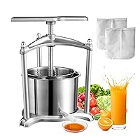 Fruit Wine Press, Manual Juice Maker for Wine Making, Cider Apple Tincture Vegetables Honey Olive Oil Press with Two Stainless Steel Barrels, T-Handle, Stable Triangular Structure, 1.5 Gal/5.5L