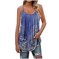 Womens Spaghetti Strap Tank Top Sexy Camisole Scoop Neck Shirts Cami Top Beach Flowy Blouse Sleeveless Tunic Tops