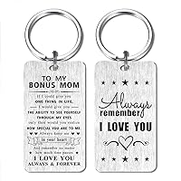 Bonus Mom Step Mom Gifts- Stepmom Christmas Xmas Keychain Gift from Daughter Son- Happy Birthday Bonus Mom- Thank You Stepmom Step mom Valentines Mother's Day Easter Thanksgiving Presents