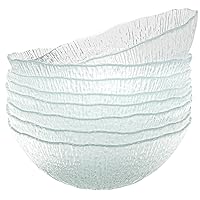 Vikko Soup Bowls, 6.5 Inch Salad Bowls, Glass Soup Bowls, Elegant Textured Glass Bowls, Set of 6, Dishwasher Safe