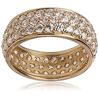 Amazon Collection Platinum or Gold Plated Sterling Silver 3 Row Pave Ring set with Round Infinite Elements Cubic Zirconia