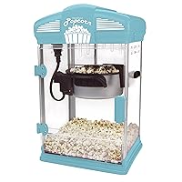 West Bend Stir Crazy Movie Theater Popcorn Popper, Gourmet Popcorn Maker with Nonstick Popcorn Kettle, Measuring Tool and Scoop , 4 Qt, Blue