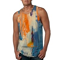 Beach Tank Tops for Men Hawaiian Floral All Over Print Casual Sleeveless Vest Slim Fit Cool Vacation Sport Gym T-Shirts