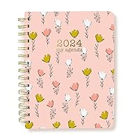 2024 Spiral Vegan Leather Planner | 18 Month Organizer July 2023-Dec. 2024 | Weekly & Monthly Spreads | To-Do & Note List | Reference Tabs | Reminder Stickers | Sketch Floral | 6 x 8