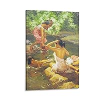Fernando Amorsolo Painting Art Poster Filipino Country Landscape Painter Art Poster Suitable for Bedroom Living Room Decoration Canvas Poster Bedroom Decor Office Room Decor Gift Frame-style 12x18inc