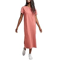 Hanes Womens Originals Garment Dyed Midi Dress, 100% Cotton Vintage Wash Ankle-Length Dress